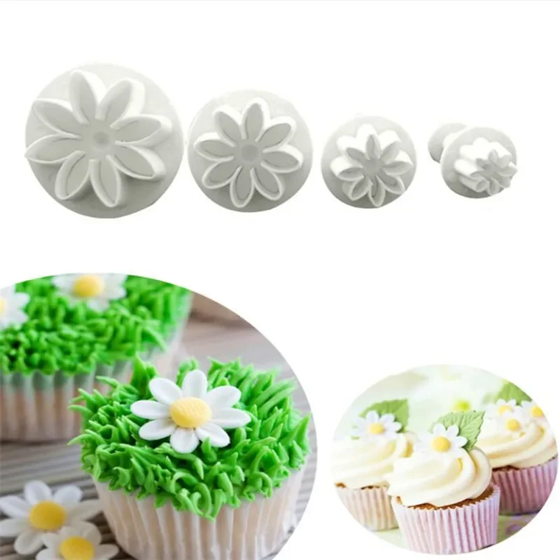 

4Pcs Plum Flower Plunger Fondant Mold Cutter Cake Cookie Decorating Fondant Cookie Cutter Decorating Tools Baking Accessories