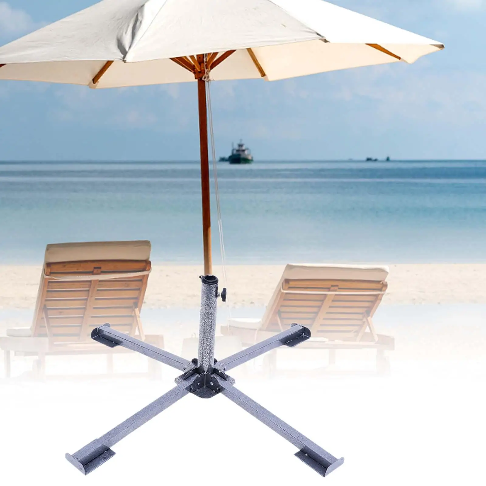 

Patio Umbrella Base Folding Height about 30cm Sunshade Stand Sun Umbrella Stand Iron for Outdoor Courtyard Outside Garden Beach