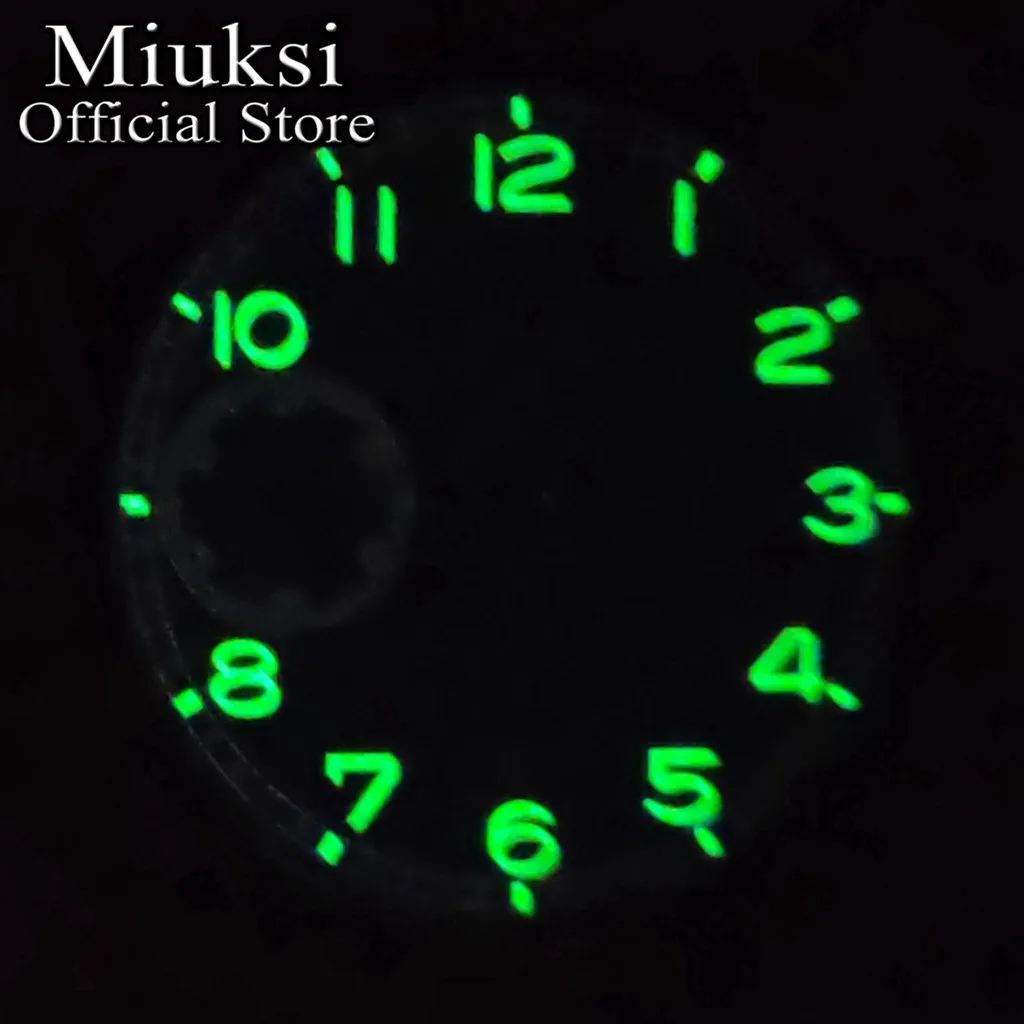 Miuksi 37mm black blue white watch dial luminous fit ETA 6497 or ST3600 movement
