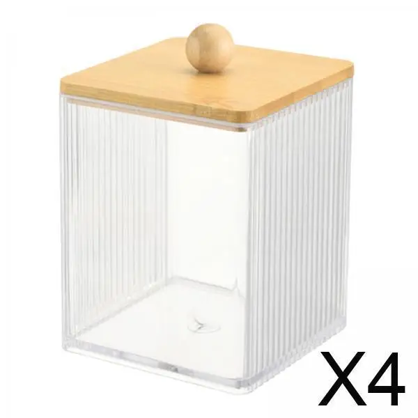 

Compact Transparent Cotton Ball Swab Box Makeup Pad Storage Organizer Canister for Bathroom Office Bedroom Use