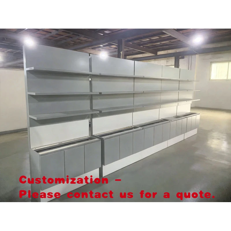 custom.Professional Makeup Display Cabinet Beauty Salon Embedded Light Strip Cosmetic Product Display Shelves