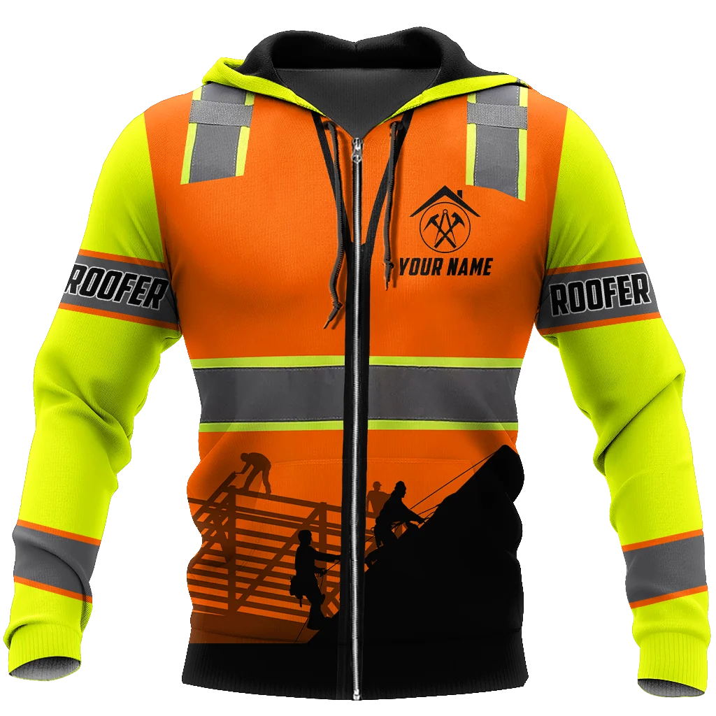 Techador-Chaqueta personalizada con estampado 3D para hombre y mujer, Sudadera con capucha y cremallera, ropa de calle informal naranja, Jersey Unisex