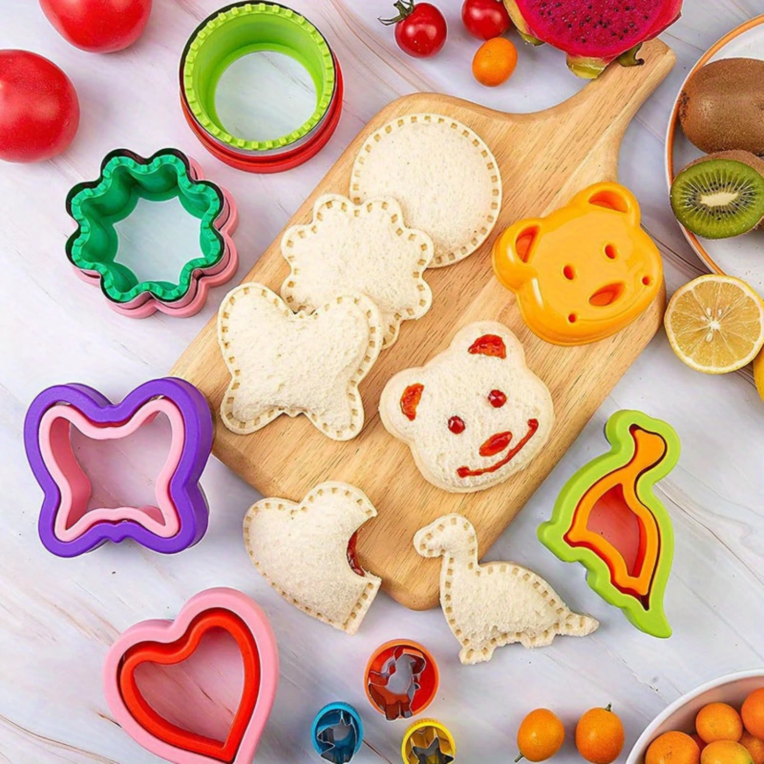 48pcs Sandwich Cutter Sealant Decruster Crimpers Metal Bread Vegetable Cookie Cutters Shapes Making Sandwiches Heart Meat cutter