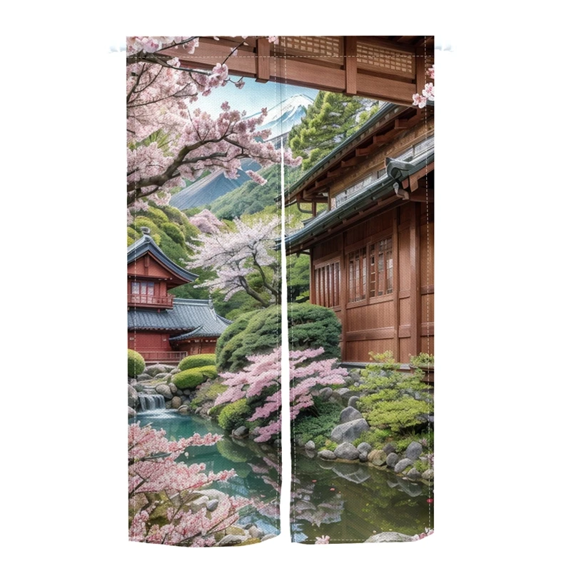 Morden Landscape Door Curtain Kitchen Mountain Forest Flowers Dining Room Partition Curtain Drape Entrance Hanging Half-Curtain