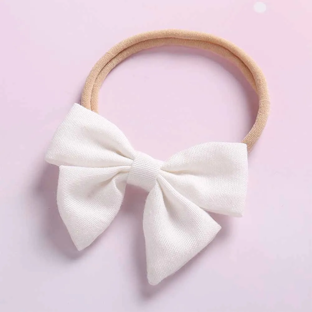 

White Handmade Baby Headband Bow Soft Breathable Comfortable Hair Accessory for Newborn Infant Toddler Girls Daily Party
