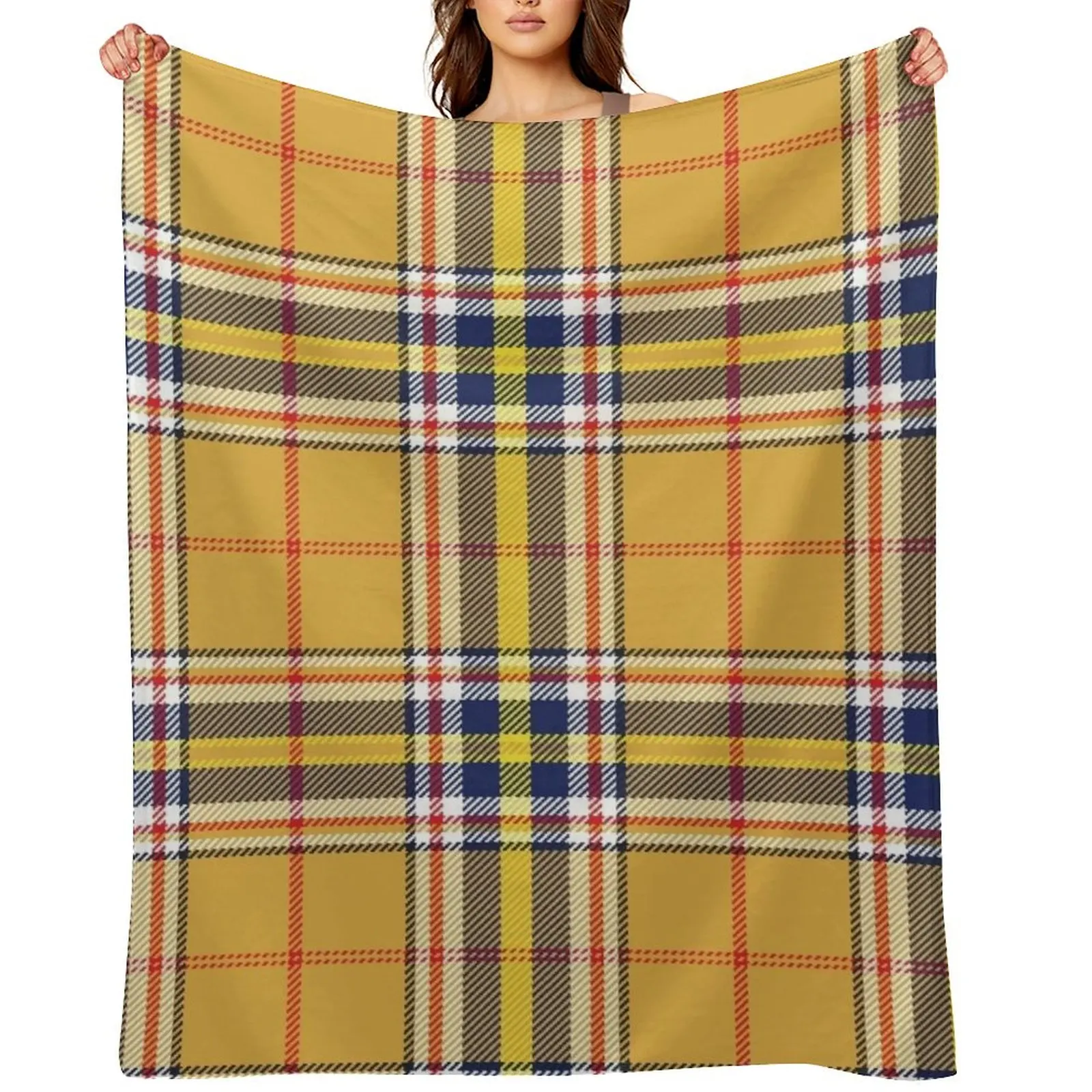 

Yellow Tartan Throw Blanket funny gift Softest Shaggy for winter Blankets