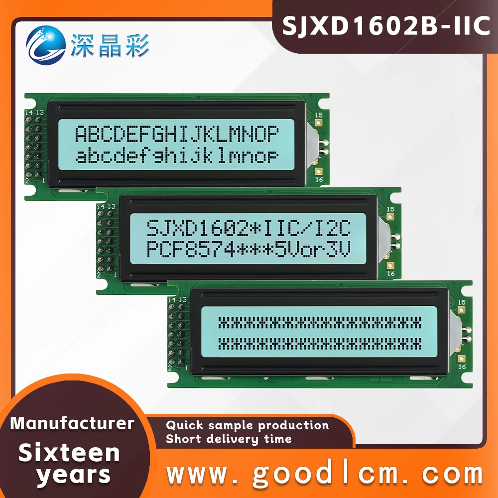 Russian language LCD 1602 screen module SJXD1602B-IIC FSTN White Positive I2C/IC adapter board 16X2 character dot matrix screen