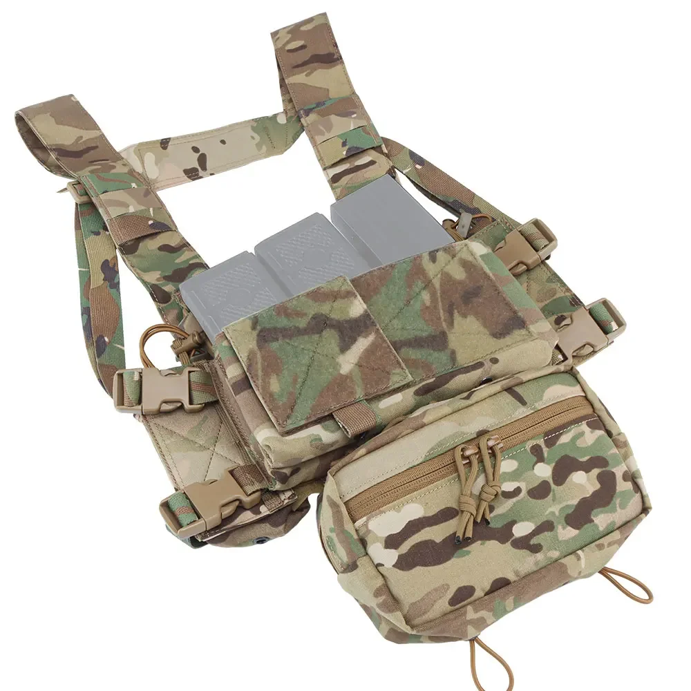 MK4 Micro Tactical Chest Rig Multicam  YKK Zipper 500D Nylon 5.56mm Rifle Magazine Pouch for Airsoft Harness Chest Rig