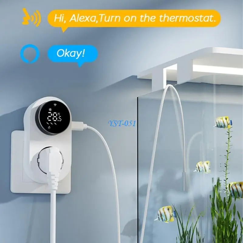 

E15A Thermostat, Programmable WiFi thermostat socket, 1800W Digital Display, Rotary APP Controlled Temperature Control Socket