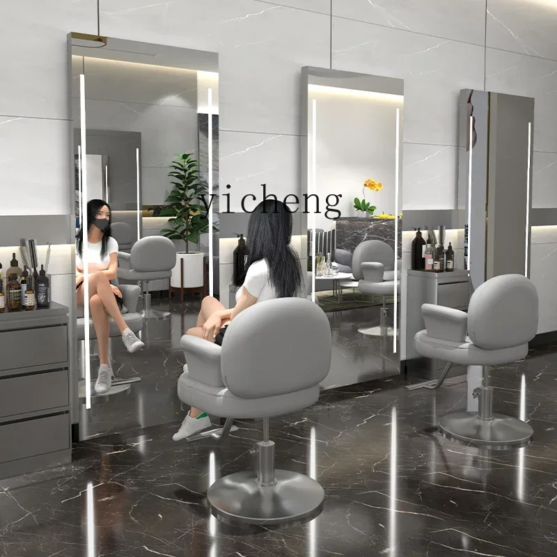 L-Simple haircut hairdresser mirror table Internet celebrity mirror with light hanging wall single and double sided