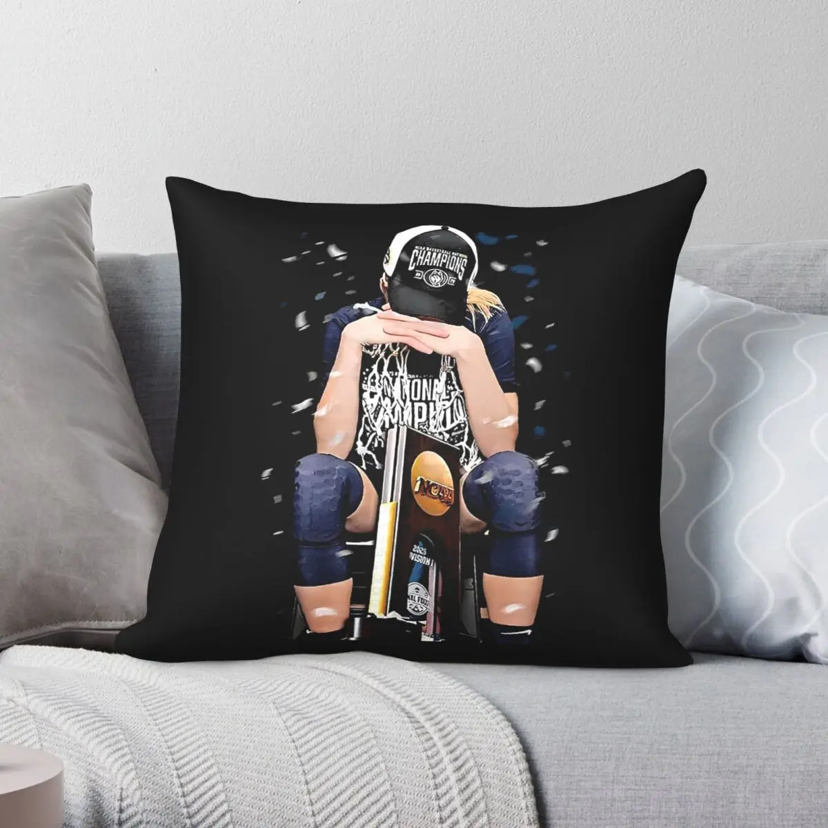 Paige Bueckers Trophy Signature Square Pillowcase Polyester Linen Velvet Pattern Zip Decorative Car Cushion Cover
