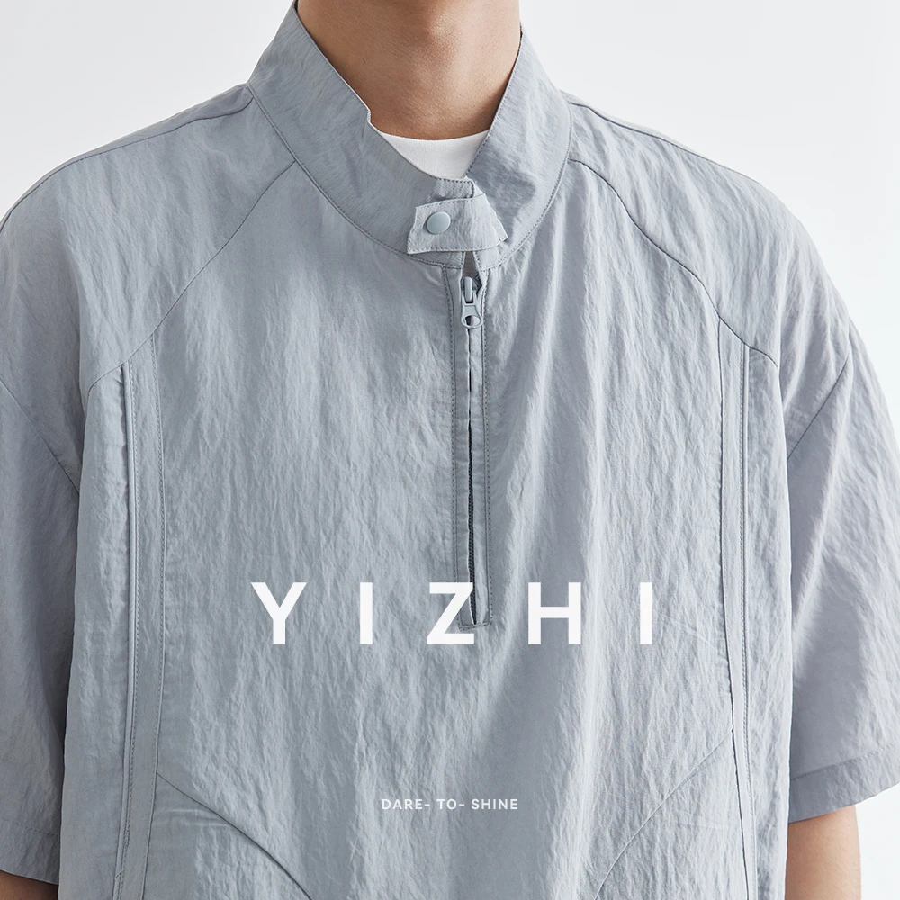 Fashion Men's Suit Lyocell Sun Protection Short Sleeve Short Sleeve Summer Leisure Outdoor Sports Loose Stand Collar Top Shorts