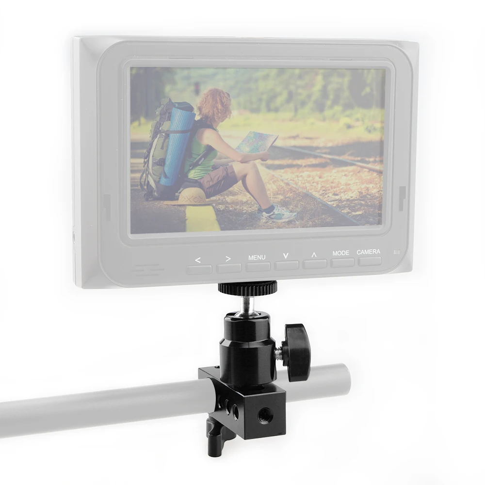 Morsetto a asta singola HDRIG da 15mm con supporto per staffa a testa Mini a sfera da 1/4 "per luce a LED e Monitor LCD