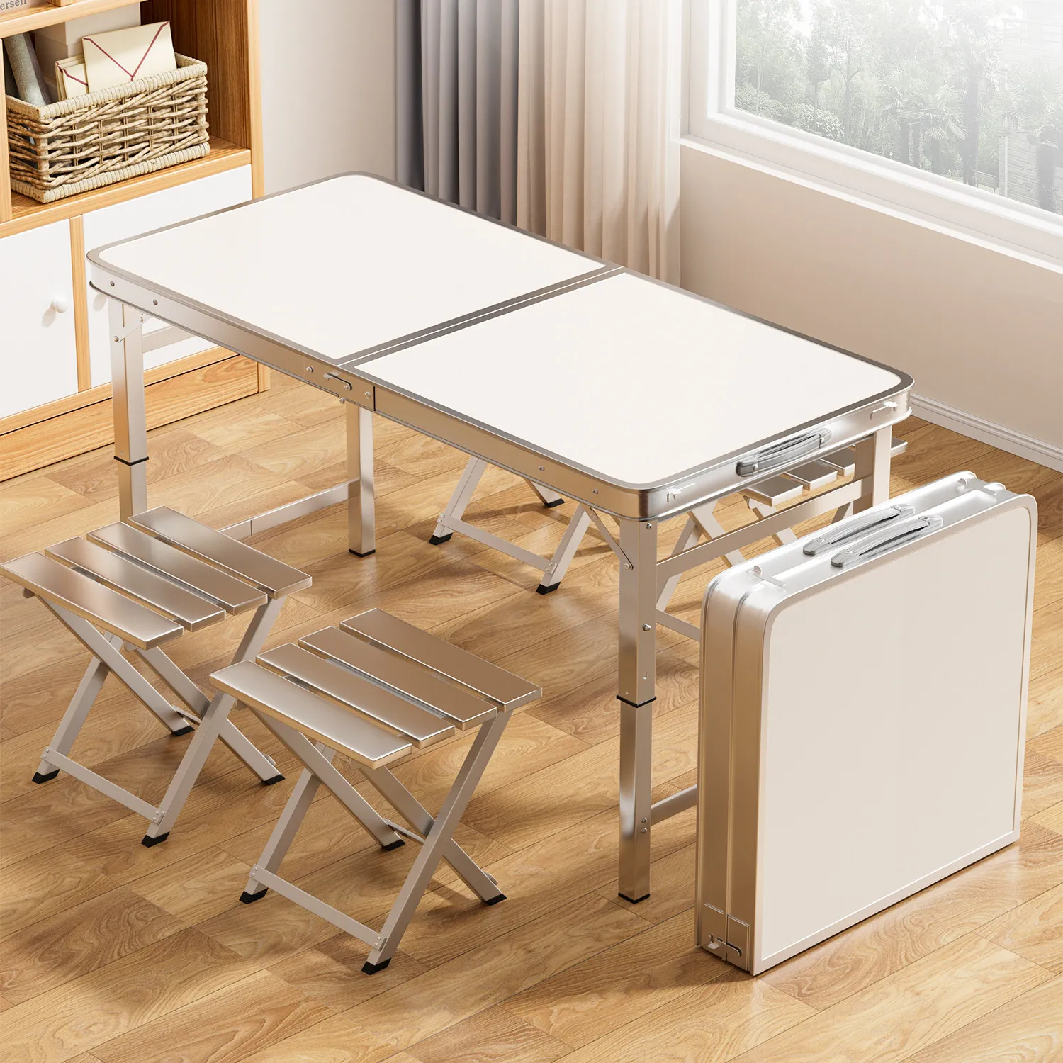 

Folding table portable camping outdoor picnic ground marketing aluminum alloy dining table