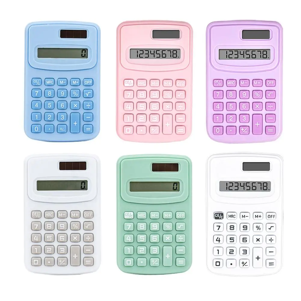 Kleiner Solar-Rechner, tragbarer Taschenrechner, niedlicher 8-stelliger LCD-elektronischer Heimbüro-Rechner für Kinder, Grundschulrechner – Detail 8