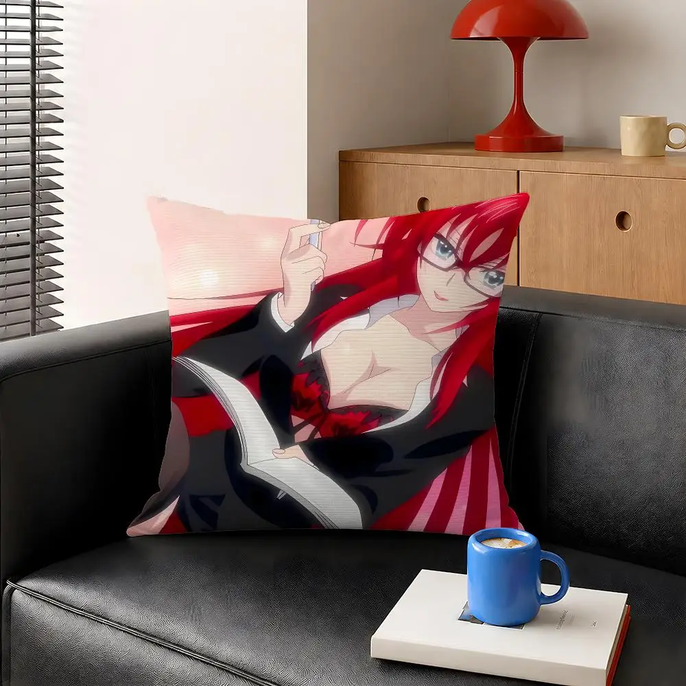 Anime High School DxD Rias Gremory Cushion Cover Decorative Pillowcase Soft Short Plush Cozy Durable Sofa Home Decor Items Gift