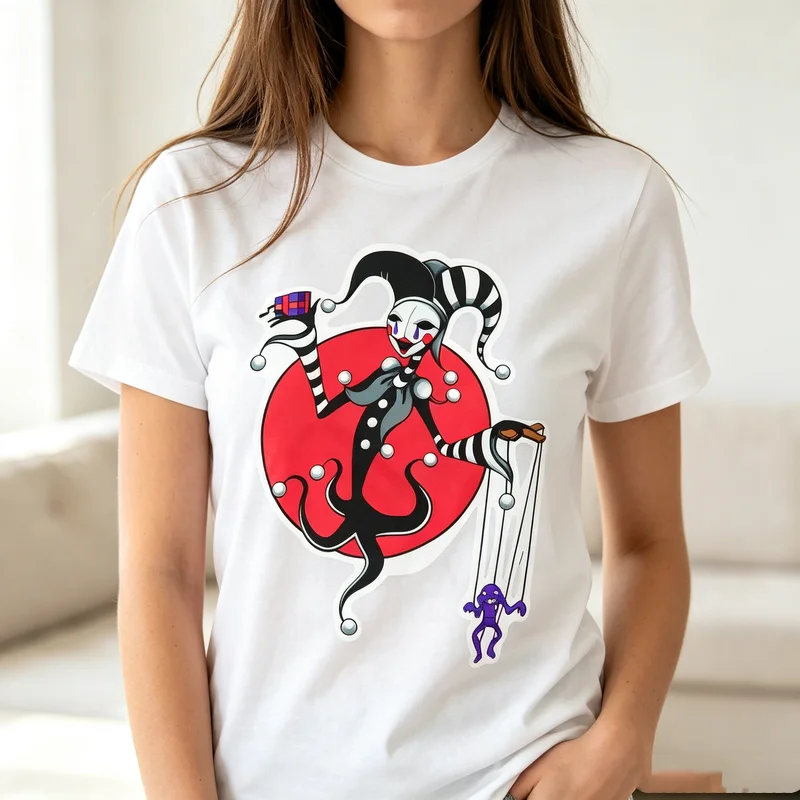 FNAF Marionette Puppet Horror Game T-Shirt Retro Character Graphic Tee for Men Women Casual  100%Cotton  Y2k Top