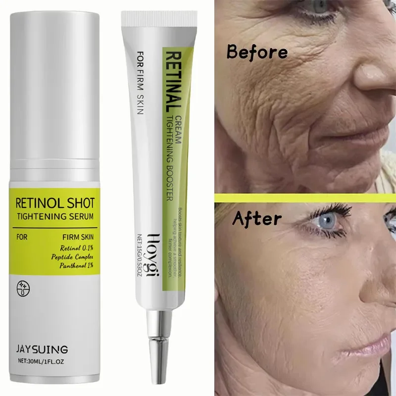 

Retinol Wrinkle Remover Cream Shot Tightening Firming Fine Line Enhancer Moisturizing Pore Shrinking Repair Serum Skin Care Set