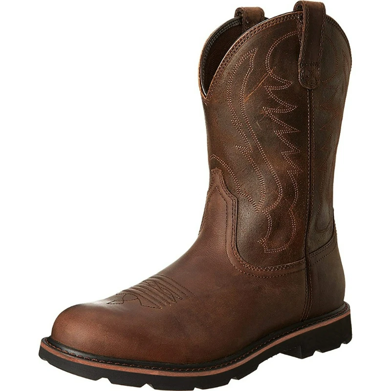 Botas de vaquero para hombre, botines de cuero hechos a mano, botas vintage con bordado de elementos de árbol grande, botas de motocicleta para hombre, botas de trabajo para exteriores