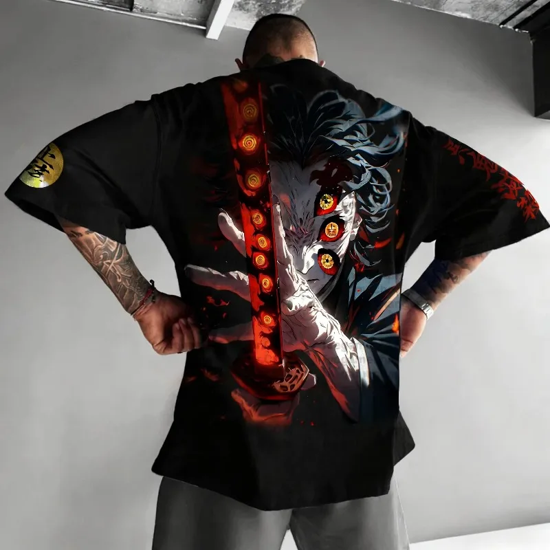 Demon Slayer Halloween Joint T-shirt Summer Unisex Loose and Breathable Cotton T-shirt Top