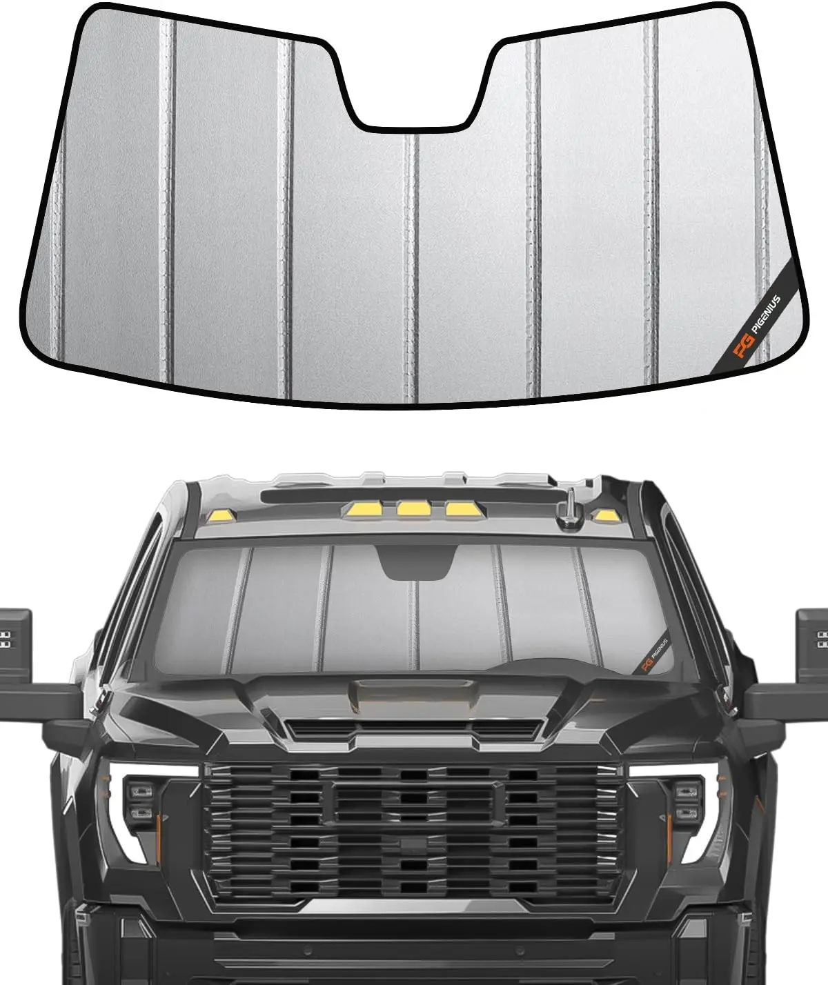 Custom Sun Shade for Chevy Silverado/GMC Sierra 2019-2025 Trucks, Premium Grey Leather Finish