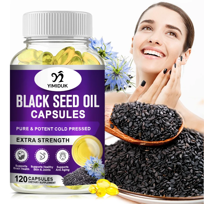 

Black Seed Oil Capsules with Antioxidants for Immune Support And Joint and Digestive Health Hair Growth & Skin