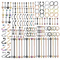 1PCS Body Piercing Jewelry 14G 16G 20G Stainless Steel Nose Lip Tongue Tragus Eyebrow Industrial Barbell Belly Rings