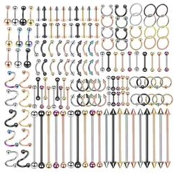 1PCS Body Piercing Jewelry 14G 16G 20G Stainless Steel Nose Lip Tongue Tragus Eyebrow Industrial Barbell Belly Rings