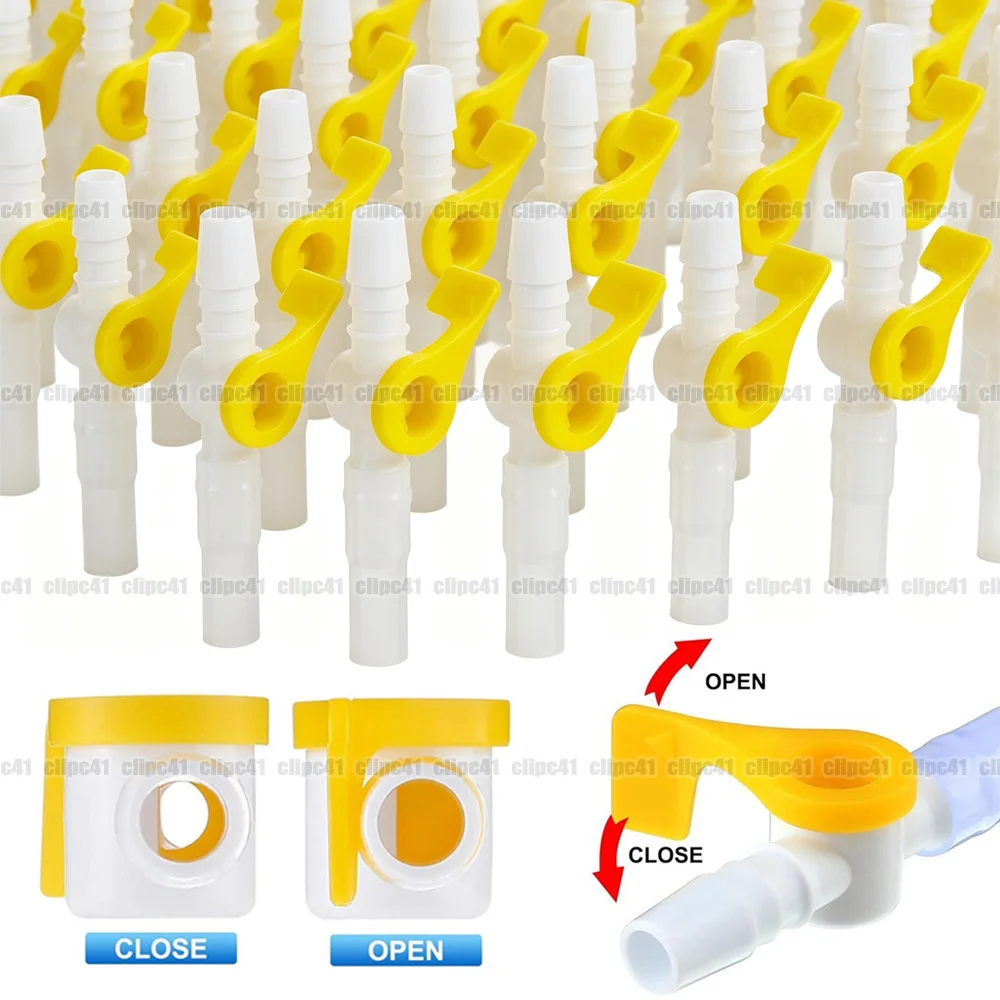 100Pcs Catheter Valve Urine Drainage Catheter Bag Valves with Smooth Edges Silicone Tubing Flow Catheter Two Way Lever Faucet