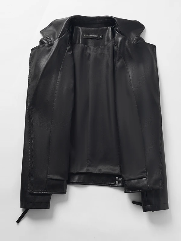   Ning 本革ジャケット レディース ショートスリーブ 2025 新作 春秋 スリムフィット シープスキン レザーコート スタンドカラー Sma...