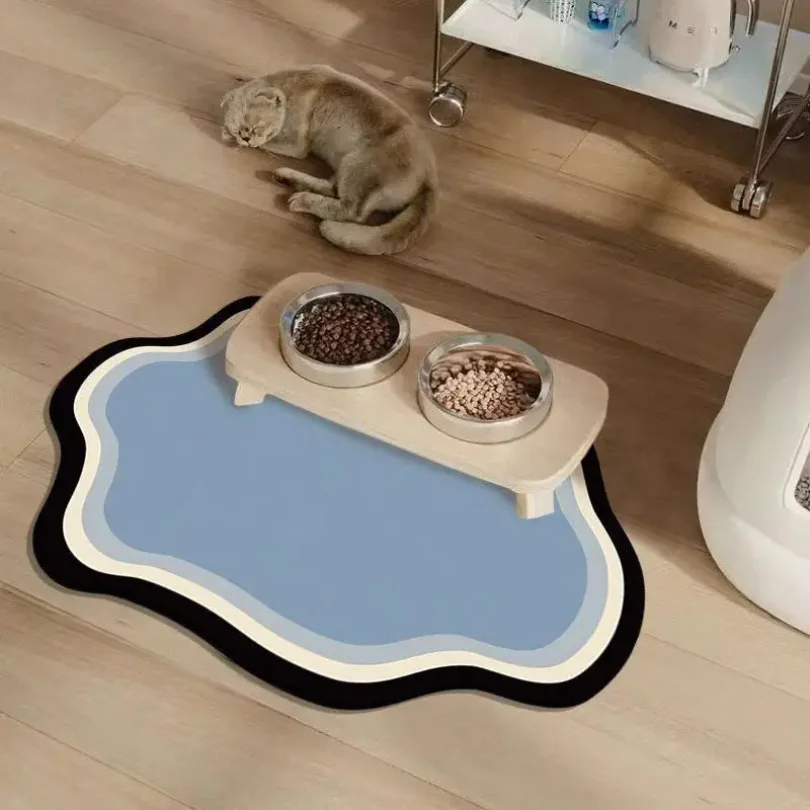 

Small Fresh Cloud Style Pet Cat and Dog Diatomaceous Earth Feeding Mat/ Dirt Resistant and Splash Proof Cat and Dog Floor Mat