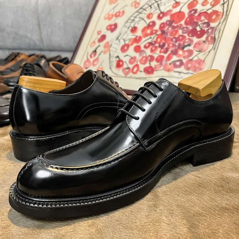 New men's leather shoes, business casual large-toe derby leather shoes for men