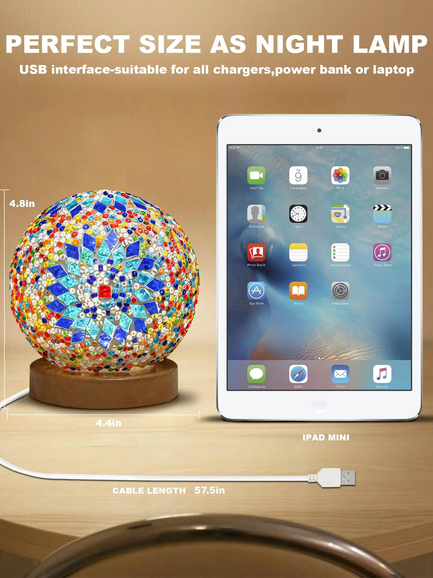 Turkish Table lamp,Bedside Lamps with Wooden Base,Bohemian Tiffany Style Bedroom Lamps,Moroccan Lantern for Office Decorations