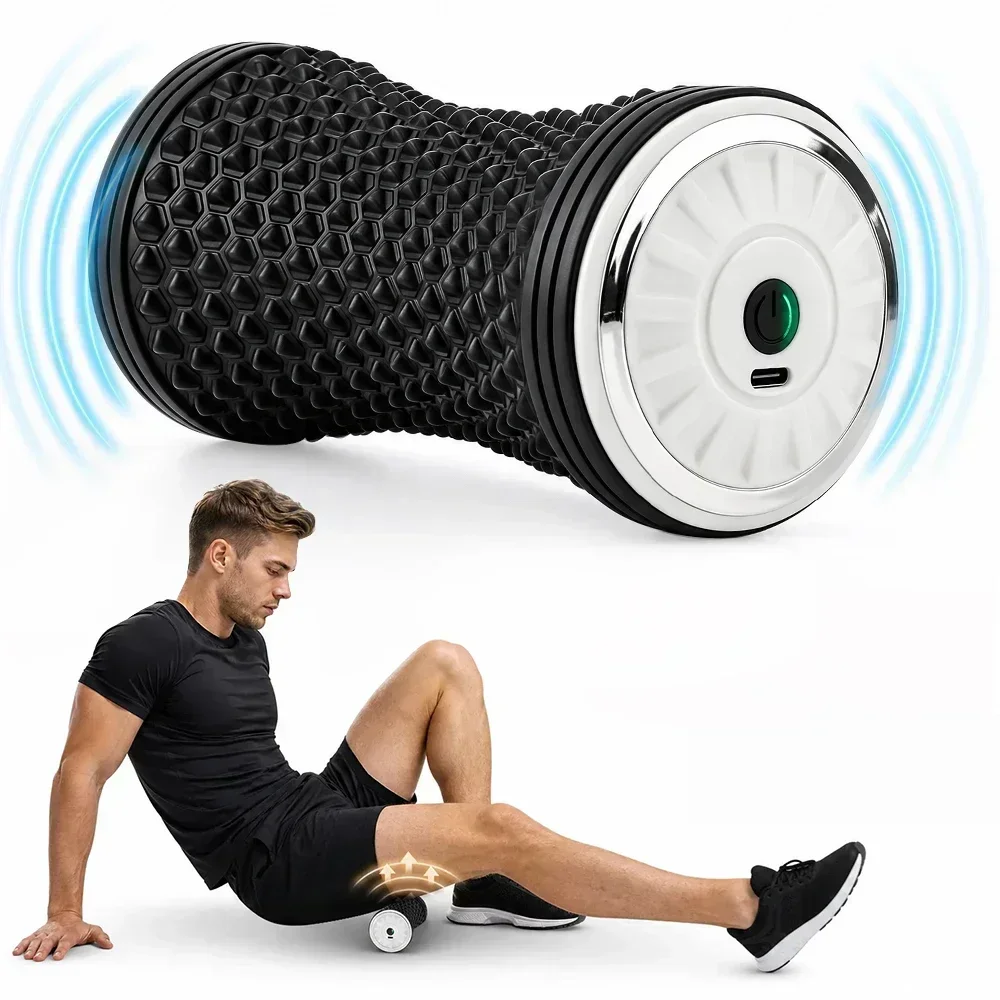 Electric Muscle Roller, Vibrating Foam Roller Alternative, 3 Speeds, 75 Min Cordless, Lightweight 267g Gym Bag Essential, Type-C