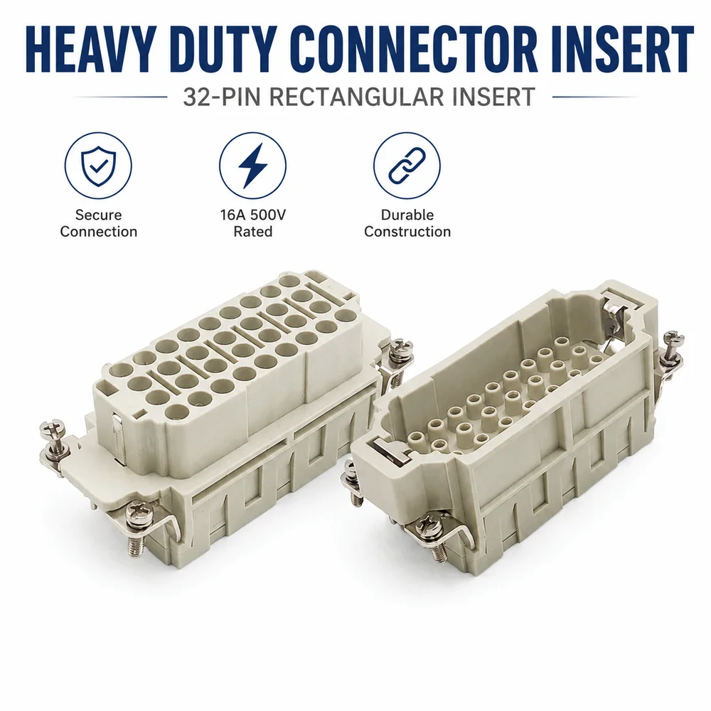 Male or Female Rectangular Connector Insert Waterproof Crimp Termination Heavy Duty Connector High Density Layout