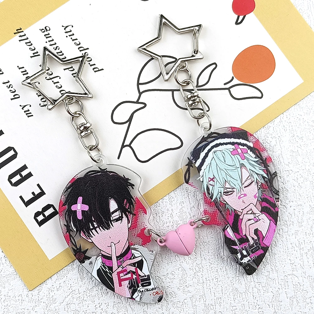 Anime ALIEN STAGE Keychain Till Ivan Heart-Shaped Magnetic Pendant Cute Bag Pendant Key Ring Acrylic Cartoon Girl Gifts