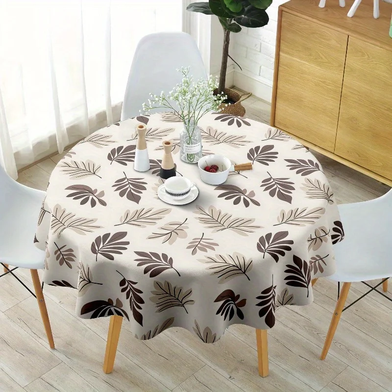 One piece, 60-inch round tablecloth with leaf pattern, for home decoration.