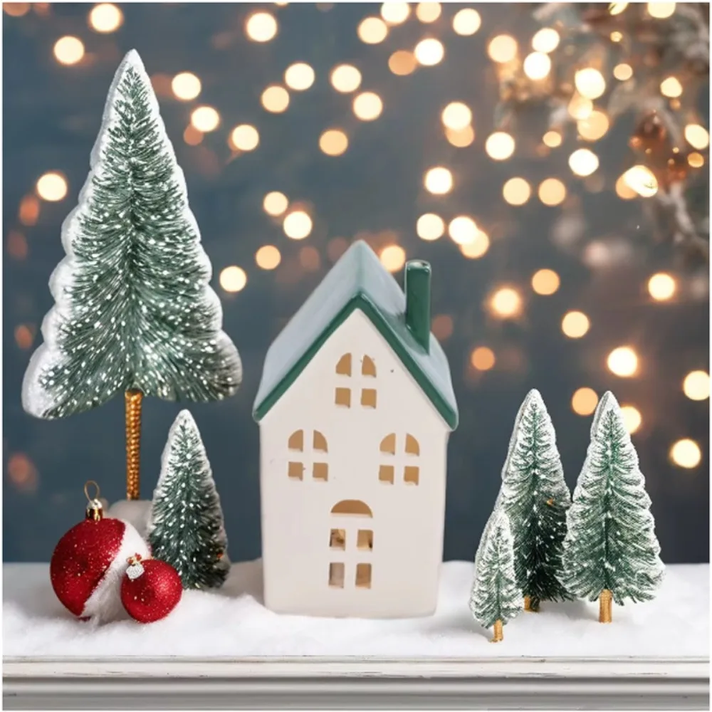 Christmas Colored Ceramics, Christmas Small House Crafts, Hollowed Out Office Desks, Nordic Style Decorative Ornaments, Props