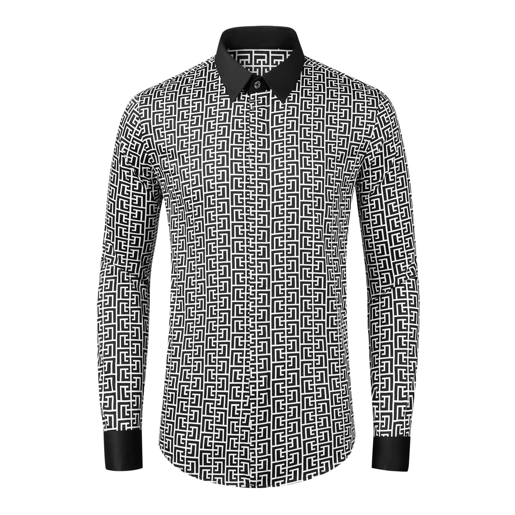 Brand Printed Men\'s Shirt Fashion Long Sleeve Casual Shirts High End Business Dress Shirt Slim Fit Social Banquet Party Blouse