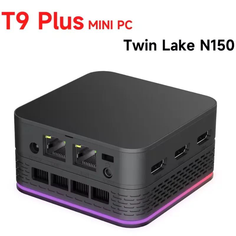 

T9 Plus Intel Celeron N150 Quad Core Mini PC 16G DDR5 1TB SSD Win 11 Pro Dual Gigabit Ethernet Ports Three HDMI WIFI5 BT4.2 PDAs