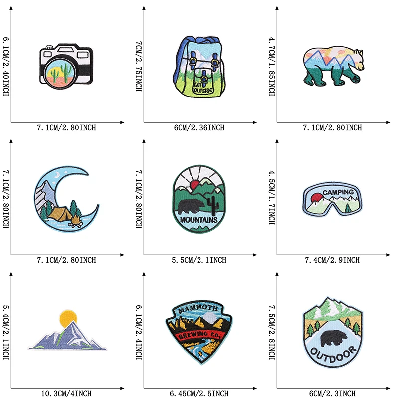 10 teile/los landschaft Outdoor Eisen Auf Patches Für Kleidung Stickerei Jacke Jeans Mochila Rucksack Hut Nähen Thermocollant Pack Diy – Detail 6