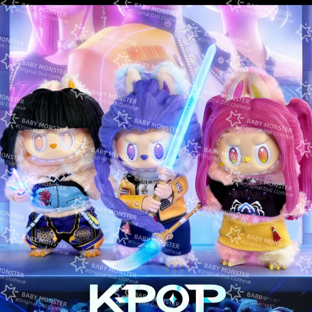 

Labubu Doll Clothes Cartoon KPop Demon Hunters Rumi Zoey Mira Costume with Hair Set Mini Plush Doll Clothing Accessories Gift
