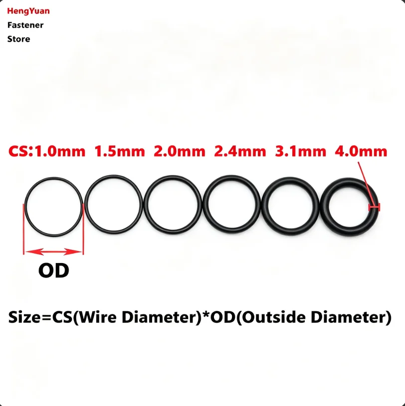 CS 4mm OD 14-600mm EPDM Rubber O Ring Acid Alkali Water and Friction Resistance O-Ring Seals Sealing Washer Gasket ID 6-592mm