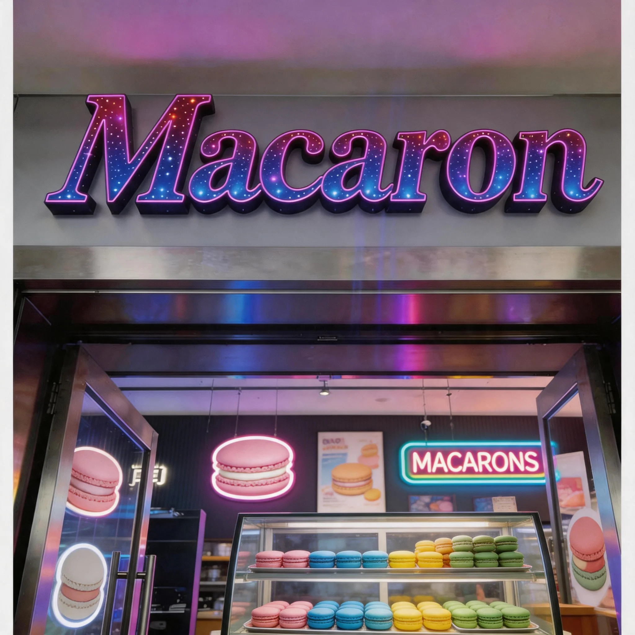Custom Macaron Starry Sky LED 3D Letter Sign, RGB Color Changing Metal Light Sign, Dessert Store Outdoor Business Wall Signage