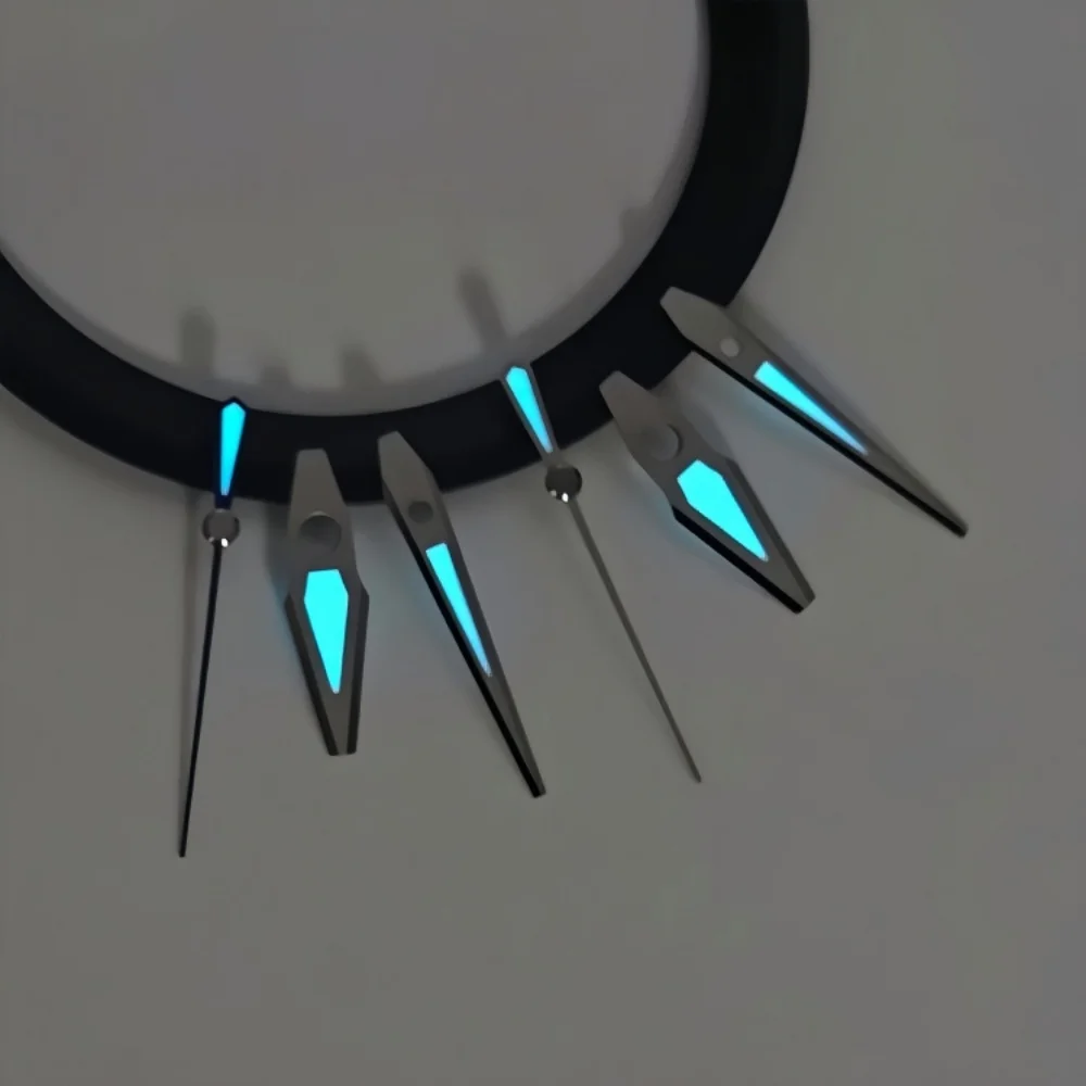 NH35 penunjuk jam tangan 5 sisi polesan dengan lapisan BGW9 bercahaya, modifikasi penunjuk GS untuk jam tangan mekanik NH36/NH34/NH38, aksesori jam tangan 12.5