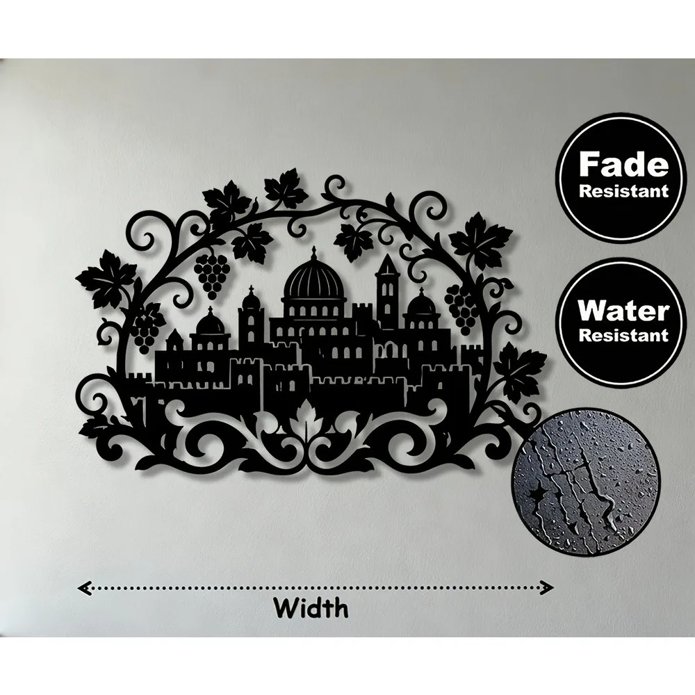 CIFBUY Jerusalem Skyline Vineyard Metal Wall Art 2D Iron Sculpture For Living Room Bedroom Office Synagogue Home Decor