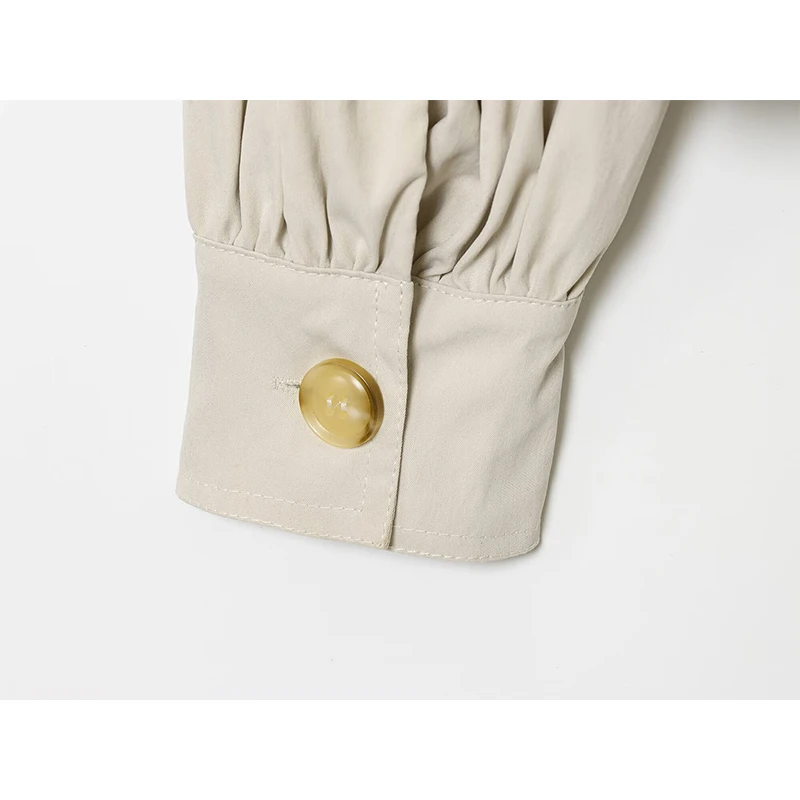 YENKYE nouvelle mode col montant plissé veste courte pour les femmes manches bouffantes Streetwear manteau Chic dame vêtements d'extérieur d'automne