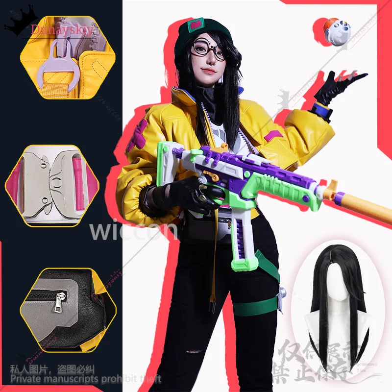 

Killjoy Cosplay Game Valorant Anime Costume Jirai Kei Yellow Punk Y2K Uniform Coat Bag Pants Kawaii Cute Girls Wigs Customized