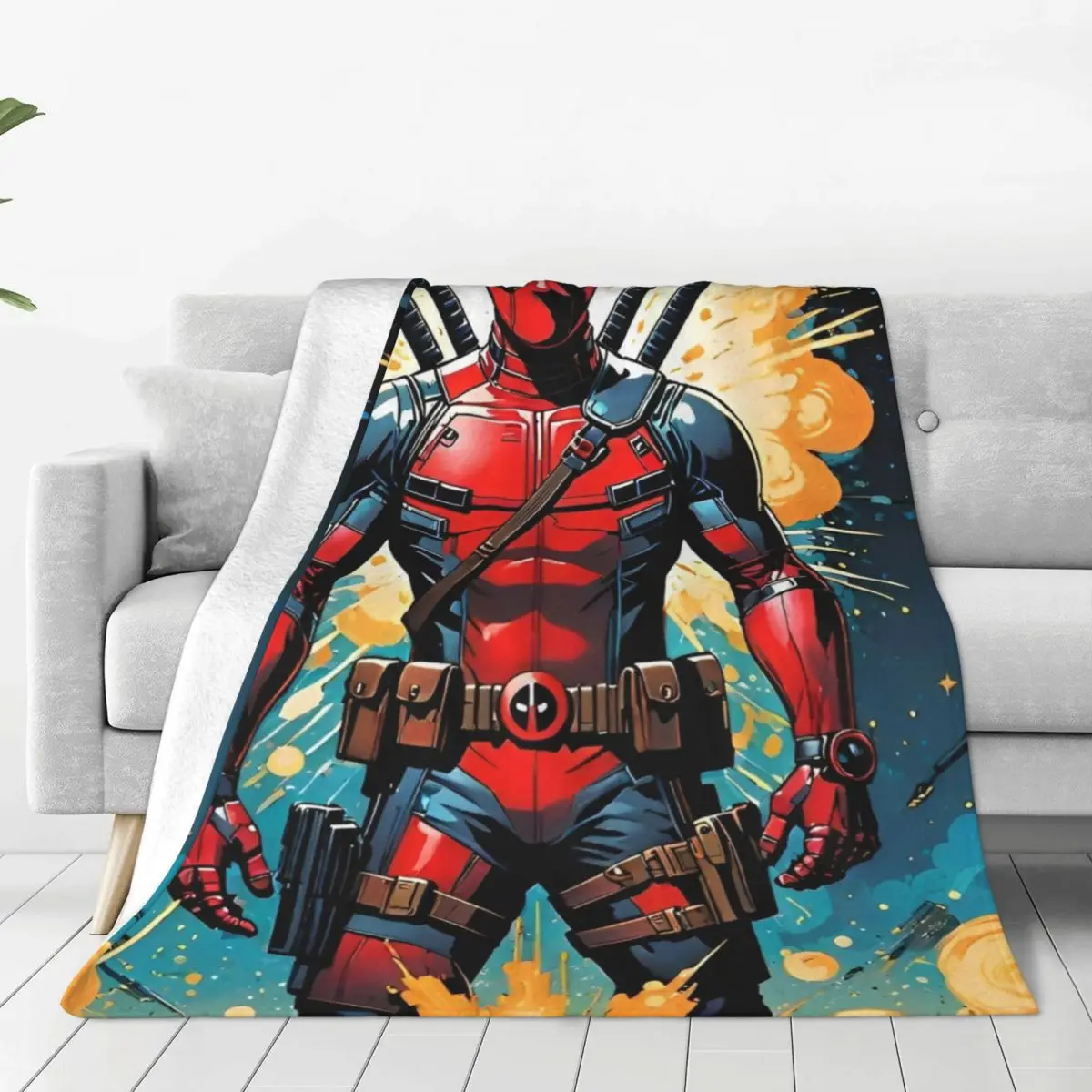 Marvel Deadpool & Wolverine Flannel Blankets Warm Throw Blanket for Bedroom Travel Pattern Bedspread Sofa Bed Cover