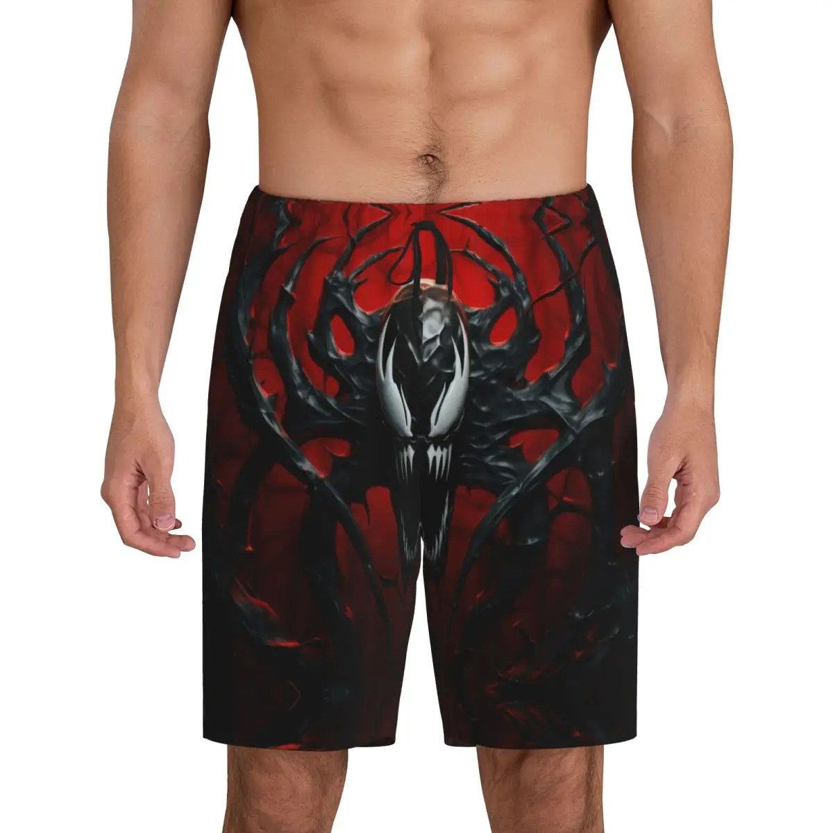 

Custom Superhero Film Venom Pajama Shorts Men Sleepwear Lounge Bottom Stretch Sleep Short Pjs with Pockets